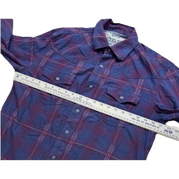Wrangle Retro Blue Pearl Snaps Long‎ Sleeve, Double Pocket, Medium - Picture 6 of 11